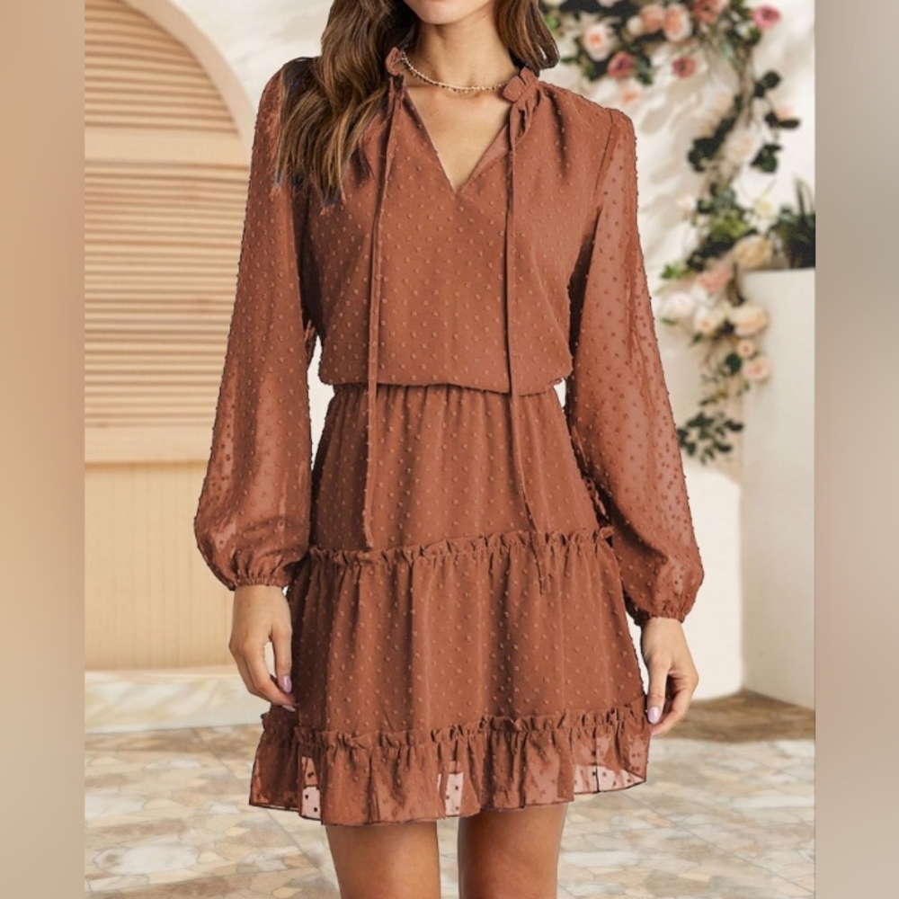 BTFBM burnt orange A Line Swing Tunic Mini Dress XXL